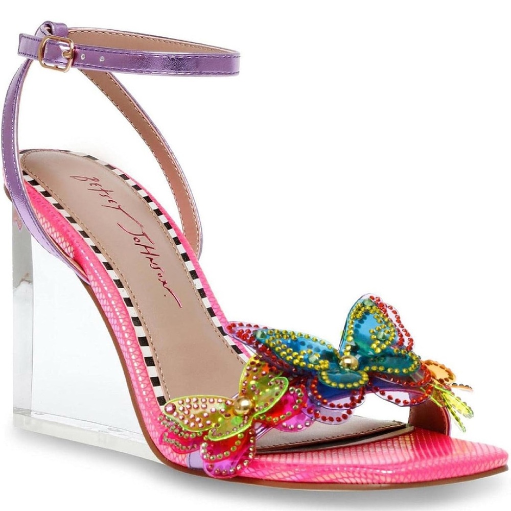 Betsey Johnson Clear Butterfly Wedges - Size 5.5